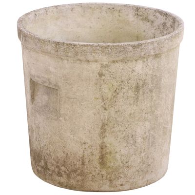 A ROUND FRENCH MODERNIST CAST STONE PLANTER DESIGNED BY WILLY GUHL C 1970.