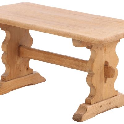 BRUTALIST STYLE SOLID OAK COFFEE TABLE WITH MORTISE AND TENON CONSTRUCTION C 1960.