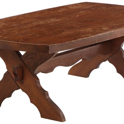X FORM BELGIAN OAK BRUTALIST STYLE COFFEE TABLE C 1960.