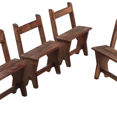 FOUR HEAVY BRAZILIAN WOOD BENCHES MADE FROM A VERY DENSE EXOTIC WOOD C 1960.