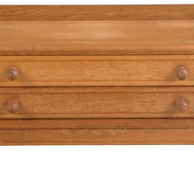 FRENCH OAK TWO DRAWER CHEST BY GUILLERME AND CHAMBRON C 1960.