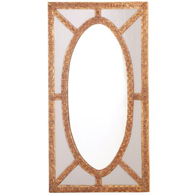 MIRROR WEDGE GREY RED OVAL