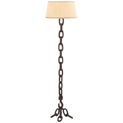 HEAVY BRUTALIST STYLE CHAIN LINK IRON FLOOR LAMP C 1960.