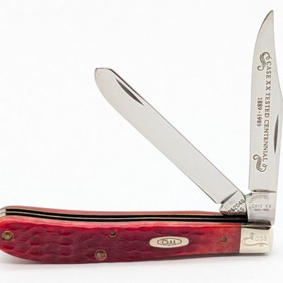 Ltd 1989 Case XX Centennial Red Bone Slimline Trapper R62040