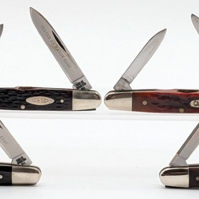 1974, 76, 81, & 97 Case XX Jigged Bone & Delrin Eisenhower Knives 06263