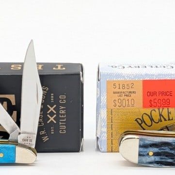2022 & 25 Case XX Mediterranean & Caribbean Blue Bone Mini Trapper & Peanut w/ Boxes