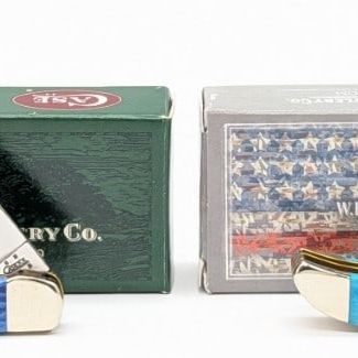 2005 & 20 Case XX Caribbean & Blue Bone Pocket Hunters w/ Boxes