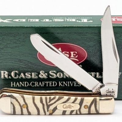 2005 Case XX Zebra Print Natural Bone Tiny Trapper 62154 w/ Box