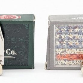 2009 & 13 Case XX Burnt Oat & Ginger Ale Bone Tiny Trapper 62154 w/ Boxes