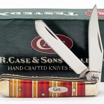 2004 Case XX Candy Stripe Celluloid Tiny Trapper R2154 w/ Box