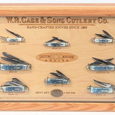 Ltd 2009 Case XX Limited Edition Series Blue Lagoon Bone Mint Set w/ COA