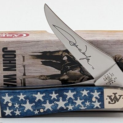 2024 Case XX John Wayne Sheriff Star Navy Blue Bone Russlock 61953 w/ Box