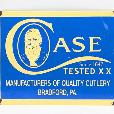 Case Tested XX Porcelain Advertising Sign