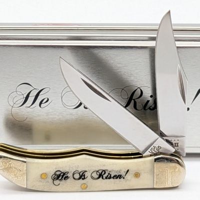 2020 Case XX Easter He is Risen Natural Bone Pocket Hunter 62165 w/ Tin