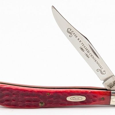 Ltd 1989 Case XX Centennial Red Bone Slimline Trapper R61048