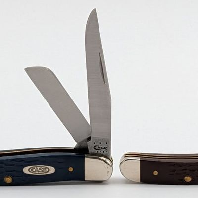 2007 & 13 Case XX Delrin & Blue Synth Peanut & Stockman