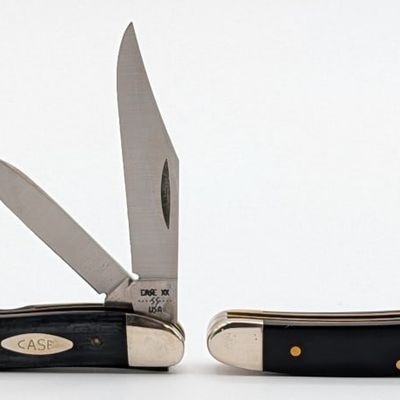 1982 & 07 Case XX Slick Black Medium Texas Jack Knives 22087