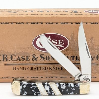 2006 Case XX Exotic Black & White Jasper Tiny Trapper EX2154 w/ Case
