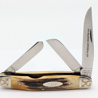 Ltd 1979 Case XX Scroll Bolster Bradford Centennial Stag Medium Stockman 5318
