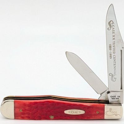 1989 Case XX Centennial Red Bone No Guard 2-Blade Cheetah R6111 1/2