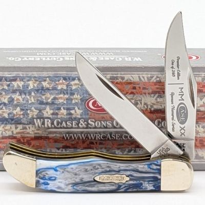 Ltd 2020 Case XX MMXX Roman Numeral Blue Pearl Kirinite Pocket Hunter 102165 w/ Box