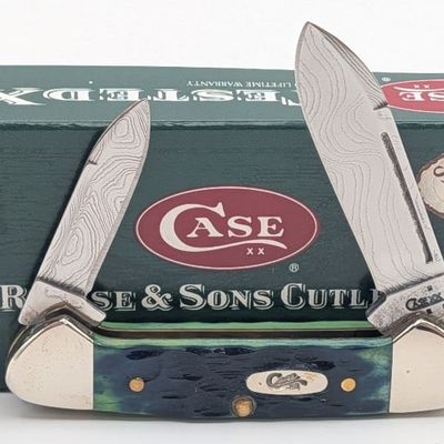 2007 Case XX Hunter Green Bone Damascus Baby Butterbean 62132 w/ Box