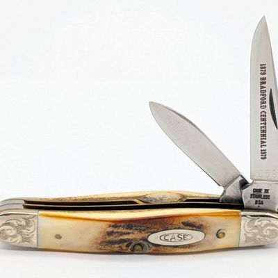 Ltd 1979 Case XX Scroll Bolster Bradford Centennial Stag Small Jack Knife 52027