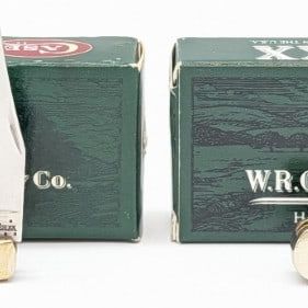 2007 & 09 Case XX Green Apple & Persimmon Orange Wharncliffe Tiny Trappers 62154 w/ Boxes