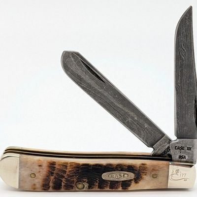 Ltd 1989 Case XX Rogers Bone Damascus Mini Trapper ROG6207