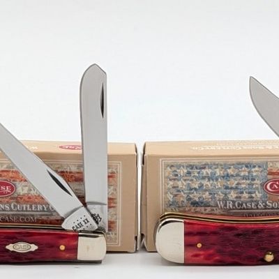 2021 & 22 Case XX Dark Red Bone Trapper & Mini Trapper w/ Boxes
