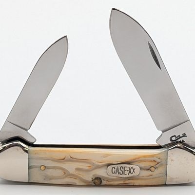 1998 Case XX Worm Groove Jig Burnt Bone Canoe Knife 62131