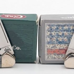 2002 & 15 Case XX Pitch Black & Hunter Green Bone Baby Butterbeans 62132 w/ Boxes