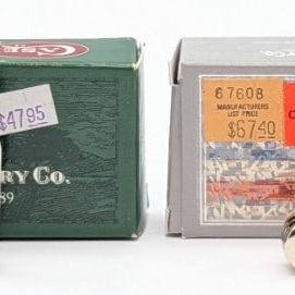 2004 & 17 Case XX Yellow & Peach Bone Tiny Trappers 62154 w/ Boxes