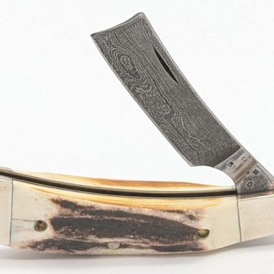Case XX Stag Damascus Razor Knife