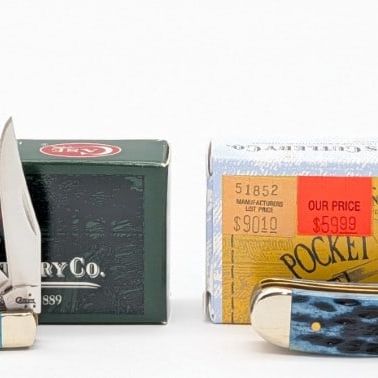 2009 & 22 Case XX Mediterranean Blue Bone Tiny & Mini Trapper w/ Boxes