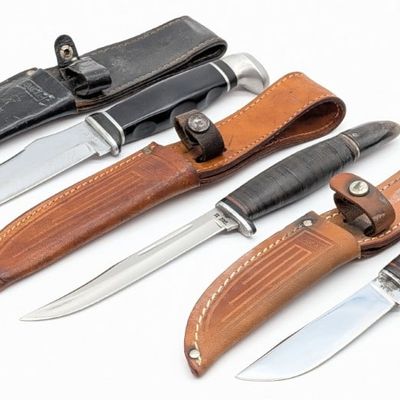 (3) 1940-65 Case XX Hunting Knives w/ Sheaths