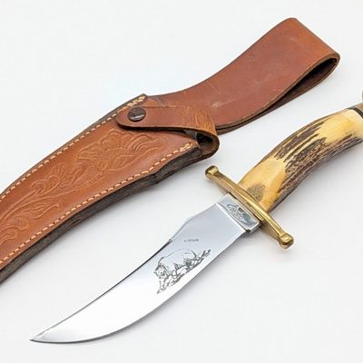 Case XX Stag Kodiak Bear Bowie Knife w/ Sheath