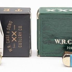 2005 & 22 Case XX Sky Blue & Jade Bone Tiny Trappers 62154 w/ Boxes