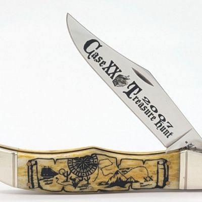 2007 Case XX Treasure Hunt Smooth Antique Bone Folding Hunter 6165