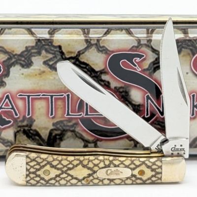 2005 Case XX Rattlesnake Bone Tiny Trapper 62154 w/ Tin