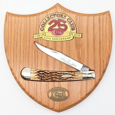 Ltd 2006 Case XX 25th Anni Collector's Club Dark Molasses Bone Large Trapper 6151 w/ Plaque