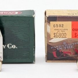 2007 & 10 Case XX Orange & Red Bone Tiny Trappers 62154 w/ Box