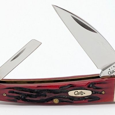 2002 Case XX Worm Groove Jig Red Bone Seahorse Whittler 6355WH