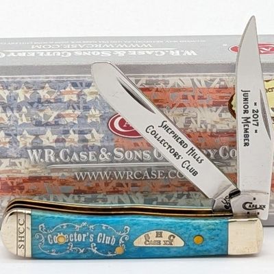 2017 Case XX SHCC Junior Member Caribbean Blue Bone Tiny Trapper 62154 w/ Box