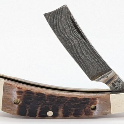 Case XX Rogers Bone Damascus Razor Knife