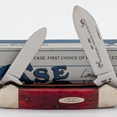 1989 Case XX Centennial Red Bone Canoe Knife R62131 w/ Box