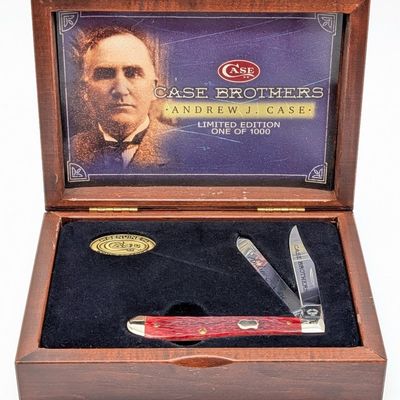 Ltd 2003 Case X Case Brothers Old Red Bone Slimline Trapper 62048 w/ Case & Box