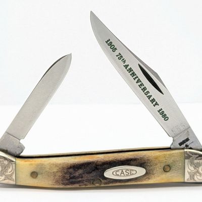 Ltd 1980 Case XX Scroll Bolster 75th Anniversary Stag Copperhead 52109X