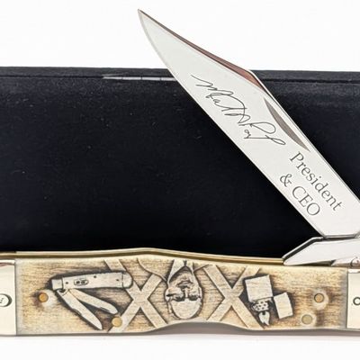 2016 Case XX Zippo President Natural Bone Cheetah 6111 1/2