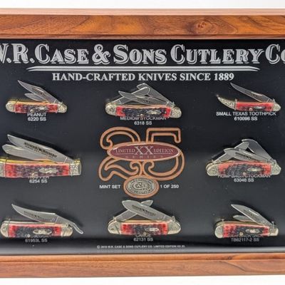 Ltd 2010 Case XX 25th Limited Edition Series Crimson Bone Mint Set w/ COA